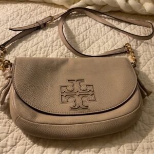 Tory Burch Beige Leather Crossbody Bag